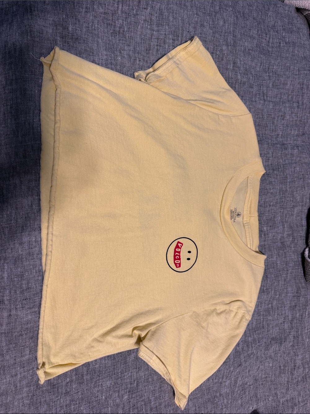 Volcom Pale Yellow Smiley Crop Tee